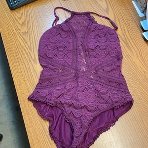 One piece croshay design top burgundy